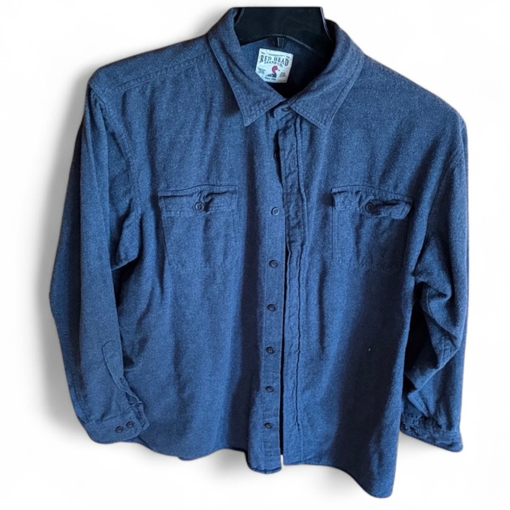 Red Head Brand GREY XLT Flannel Shirt CHARCOAL GREY Button Down GUC 100% Cotton